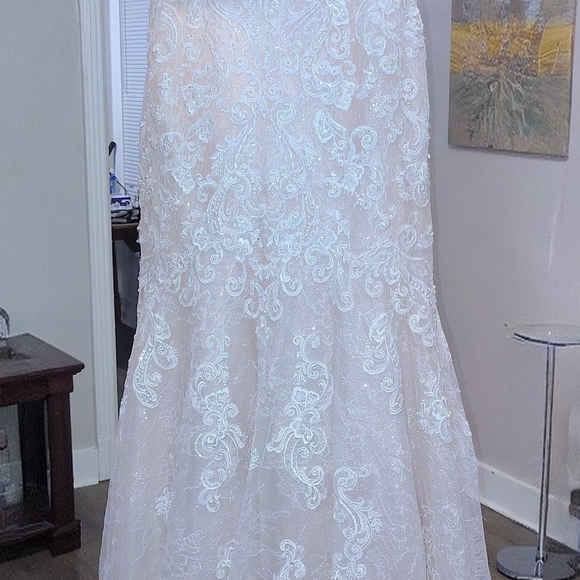 Elegant Cream Lace Wedding Dress - Picture 8 of 10